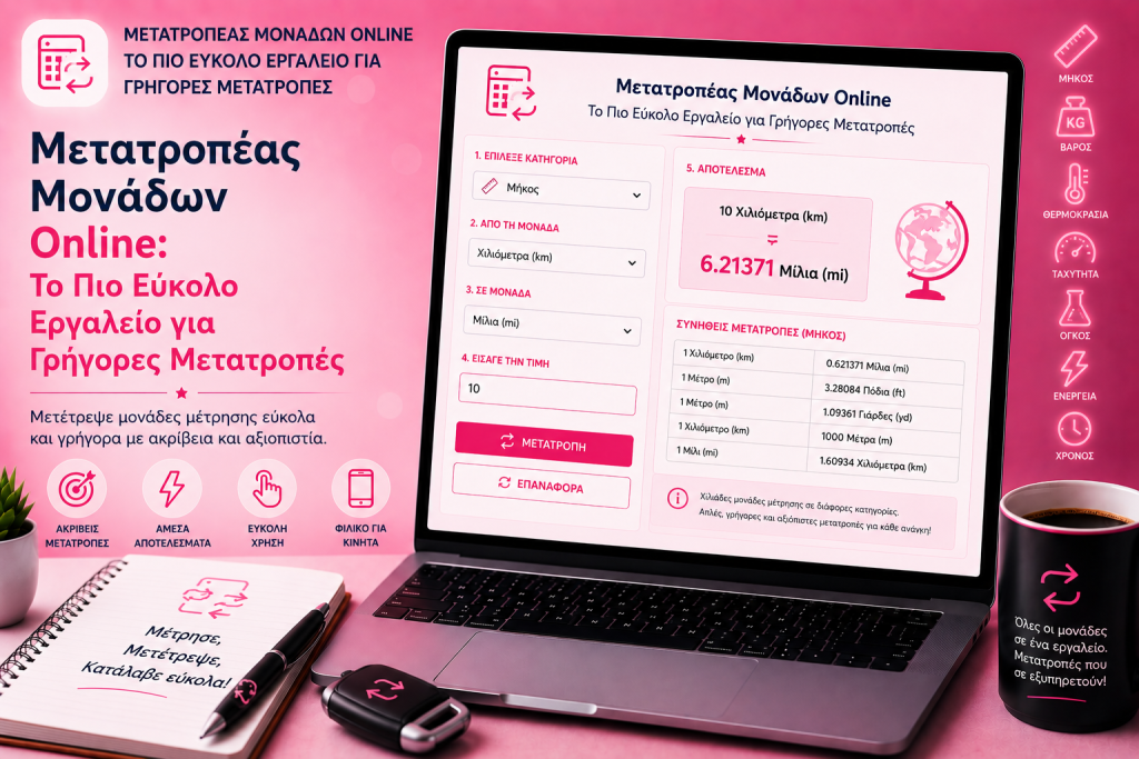 Μετατροπέας Μονάδων Online: Το Πιο Εύκολο Εργαλείο για Γρήγορες Μετατροπές