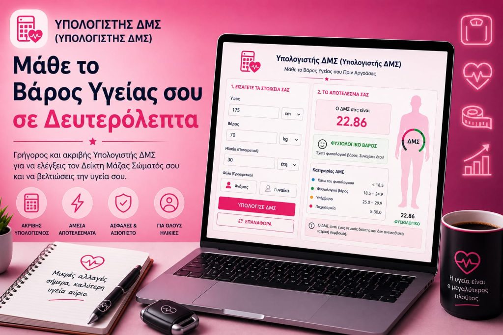 Υπολογιστής ΔΜΣ (Υπολογιστής ΔΜΣ): Μάθε το Βάρος Υγείας σου σε Δευτερόλεπτα