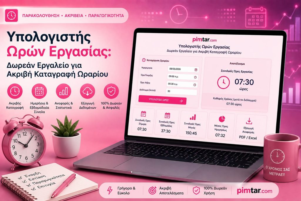 Υπολογιστής Ωρών Εργασίας: Δωρεάν Εργαλείο για Ακριβή Καταγραφή Ωραρίου
